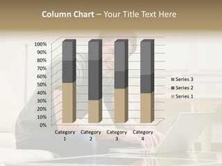 Man Sitting On Sofa In Livingroom Typing On Laptop PowerPoint Template