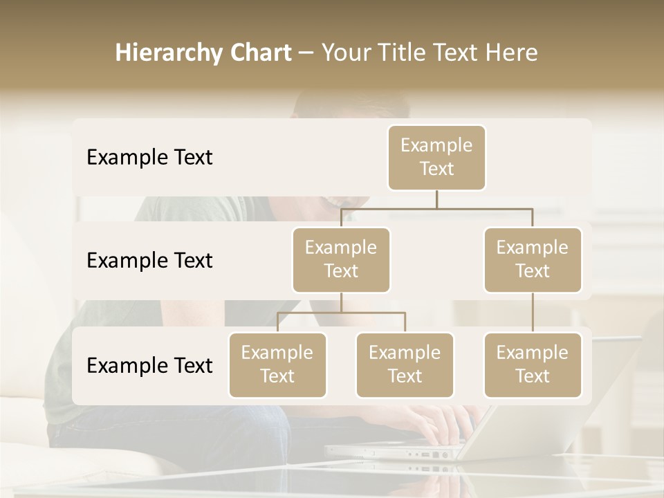 Man Sitting On Sofa In Livingroom Typing On Laptop PowerPoint Template