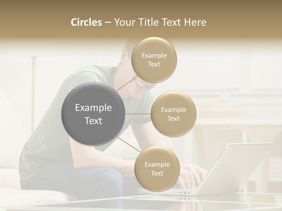 Man Sitting On Sofa In Livingroom Typing On Laptop PowerPoint Template