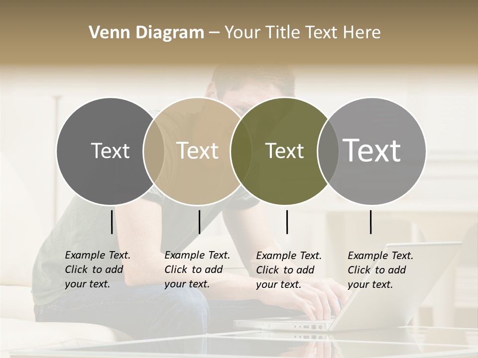Man Sitting On Sofa In Livingroom Typing On Laptop PowerPoint Template