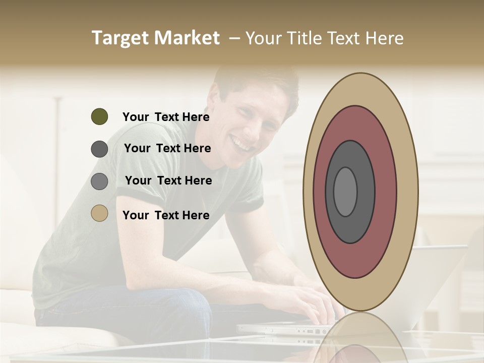 Man Sitting On Sofa In Livingroom Typing On Laptop PowerPoint Template