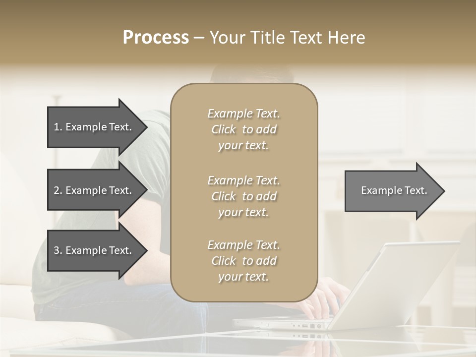 Man Sitting On Sofa In Livingroom Typing On Laptop PowerPoint Template