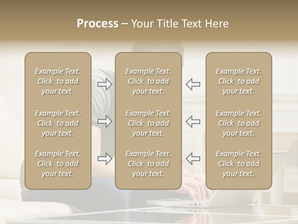 Man Sitting On Sofa In Livingroom Typing On Laptop PowerPoint Template