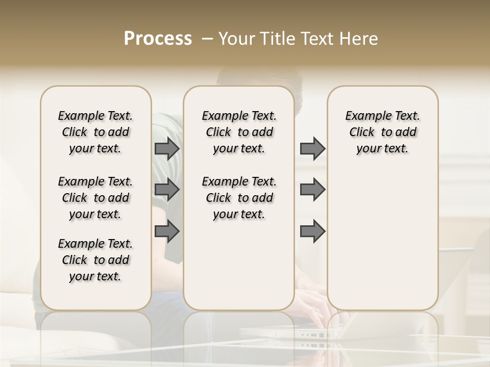 Man Sitting On Sofa In Livingroom Typing On Laptop PowerPoint Template