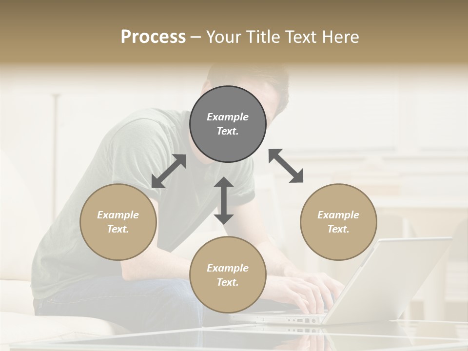 Man Sitting On Sofa In Livingroom Typing On Laptop PowerPoint Template