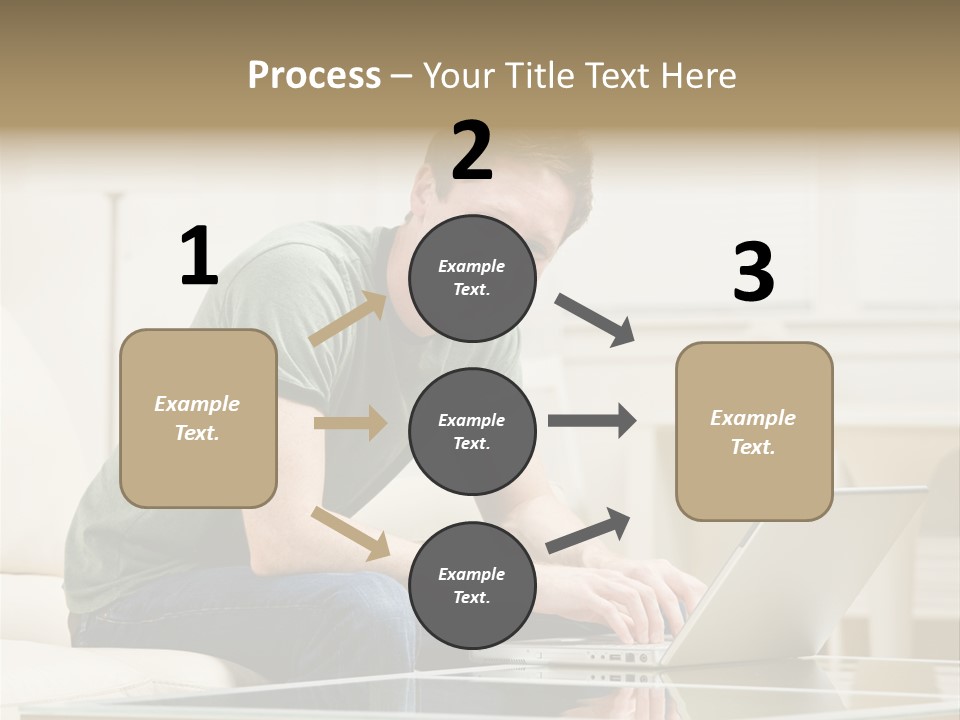 Man Sitting On Sofa In Livingroom Typing On Laptop PowerPoint Template