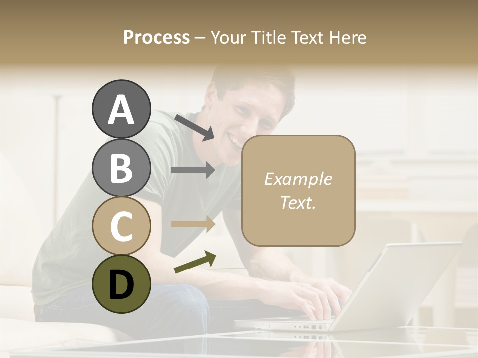 Man Sitting On Sofa In Livingroom Typing On Laptop PowerPoint Template