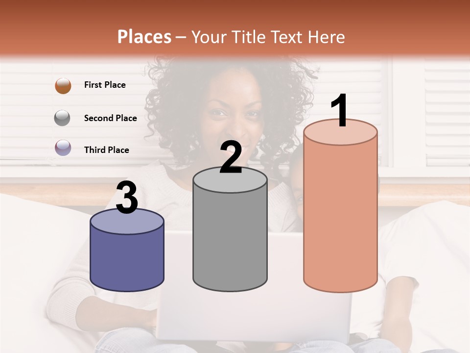 A Woman And Child Sitting On A Bed With A Laptop PowerPoint Template