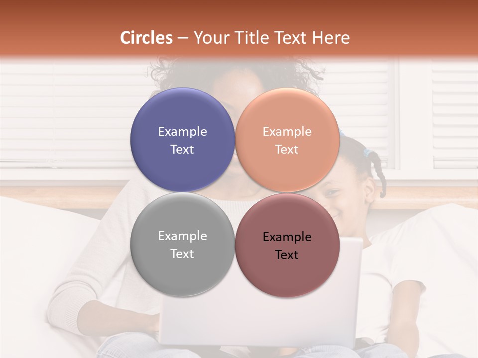 A Woman And Child Sitting On A Bed With A Laptop PowerPoint Template