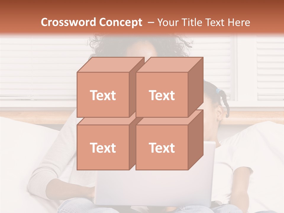 A Woman And Child Sitting On A Bed With A Laptop PowerPoint Template