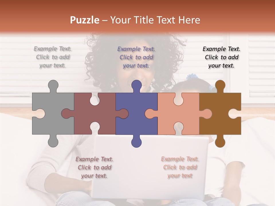 A Woman And Child Sitting On A Bed With A Laptop PowerPoint Template