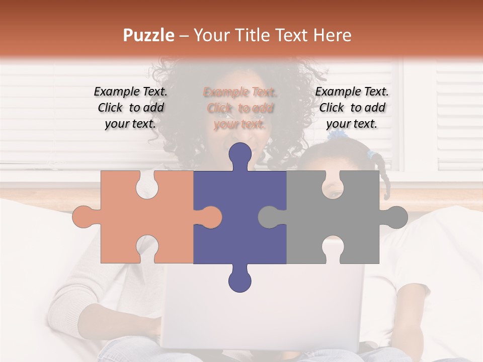 A Woman And Child Sitting On A Bed With A Laptop PowerPoint Template