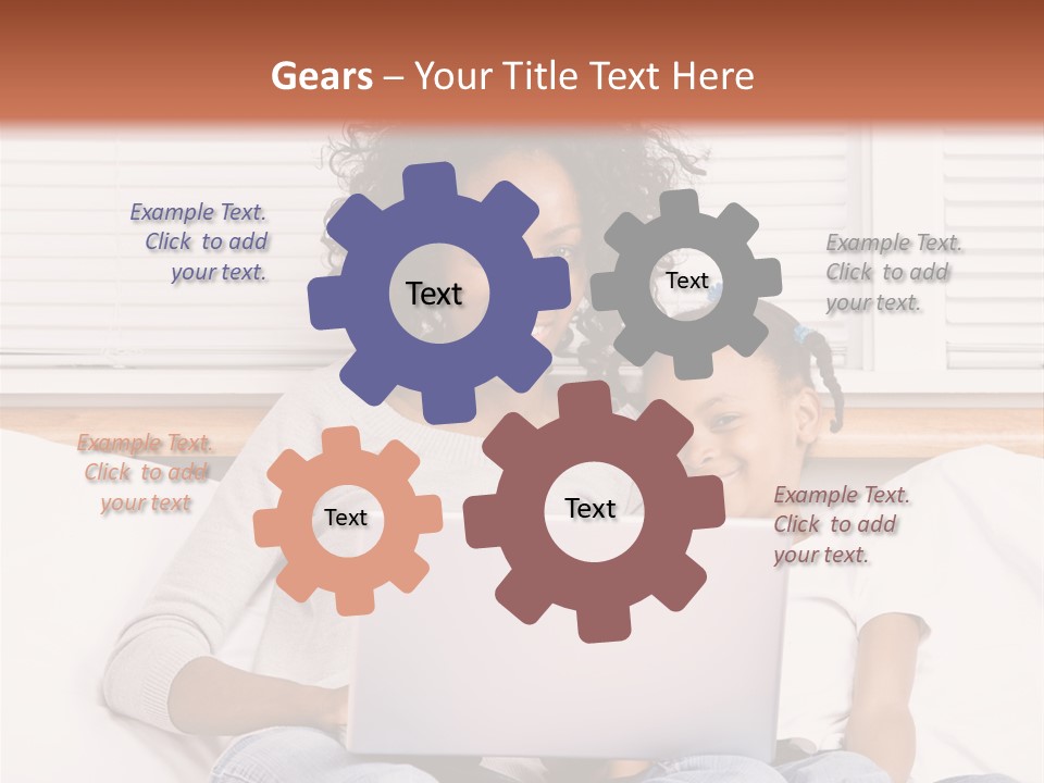 A Woman And Child Sitting On A Bed With A Laptop PowerPoint Template