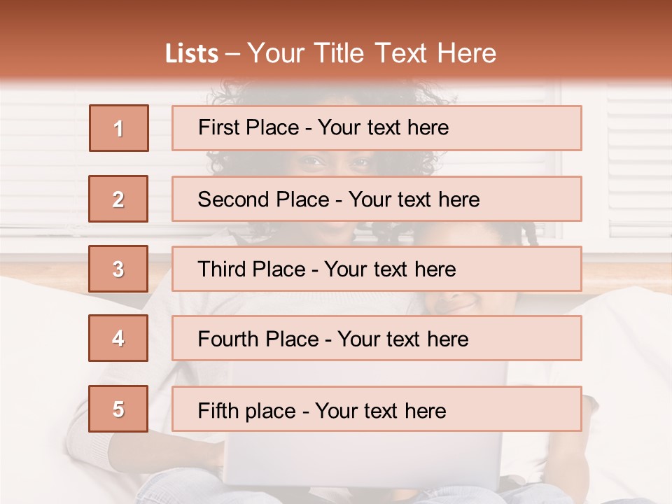 A Woman And Child Sitting On A Bed With A Laptop PowerPoint Template