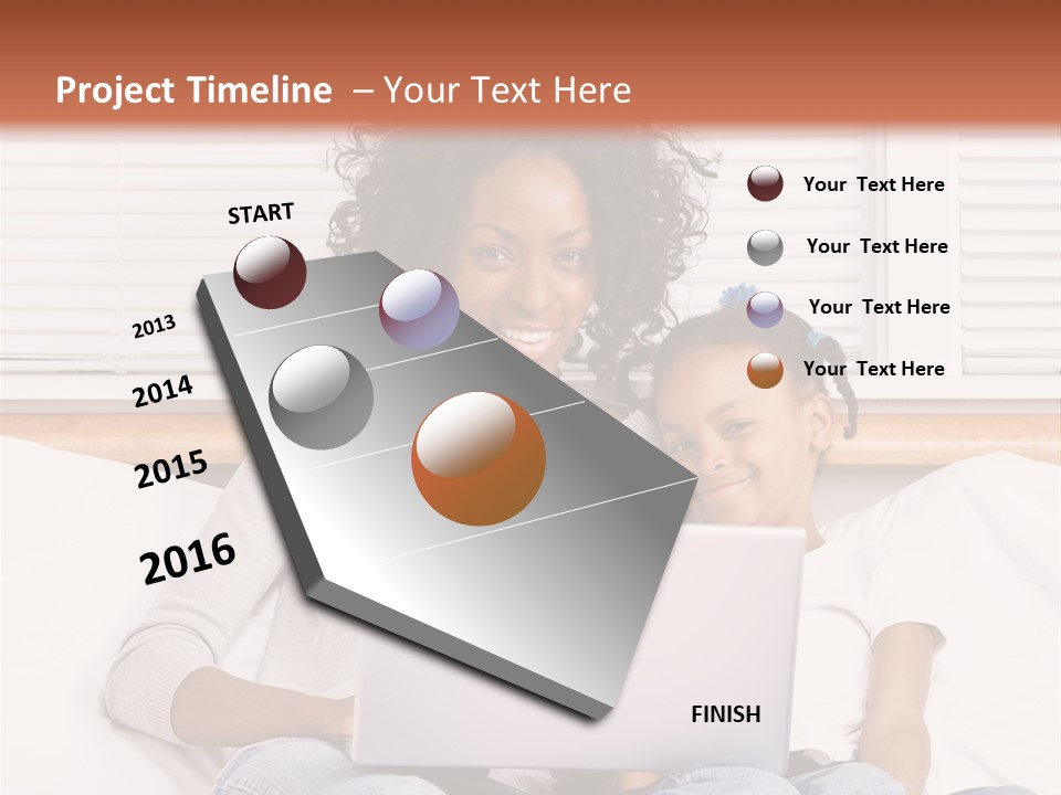 A Woman And Child Sitting On A Bed With A Laptop PowerPoint Template