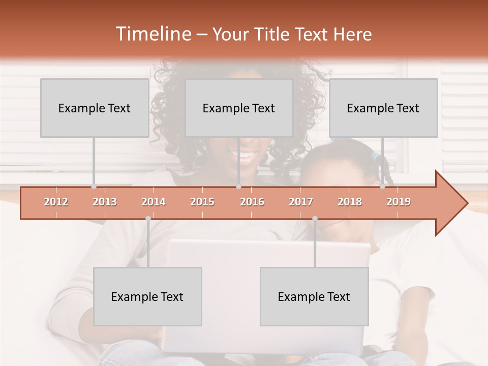 A Woman And Child Sitting On A Bed With A Laptop PowerPoint Template