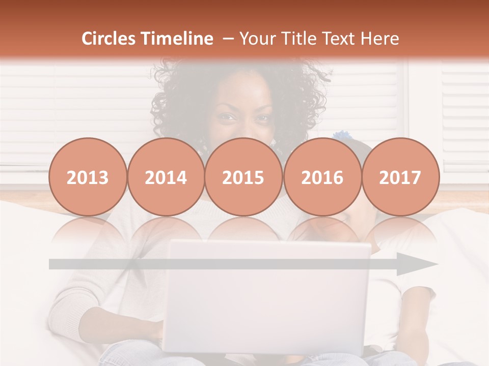 A Woman And Child Sitting On A Bed With A Laptop PowerPoint Template