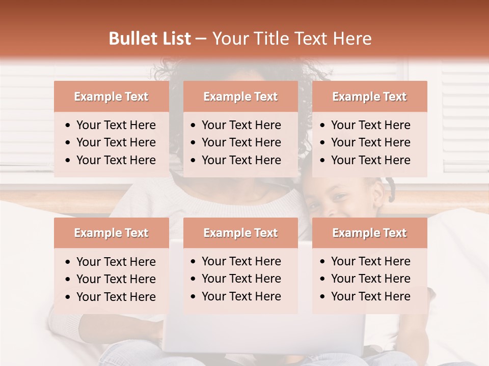 A Woman And Child Sitting On A Bed With A Laptop PowerPoint Template