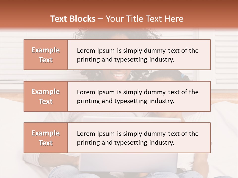 A Woman And Child Sitting On A Bed With A Laptop PowerPoint Template