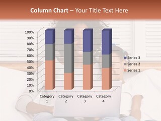 A Woman And Child Sitting On A Bed With A Laptop PowerPoint Template