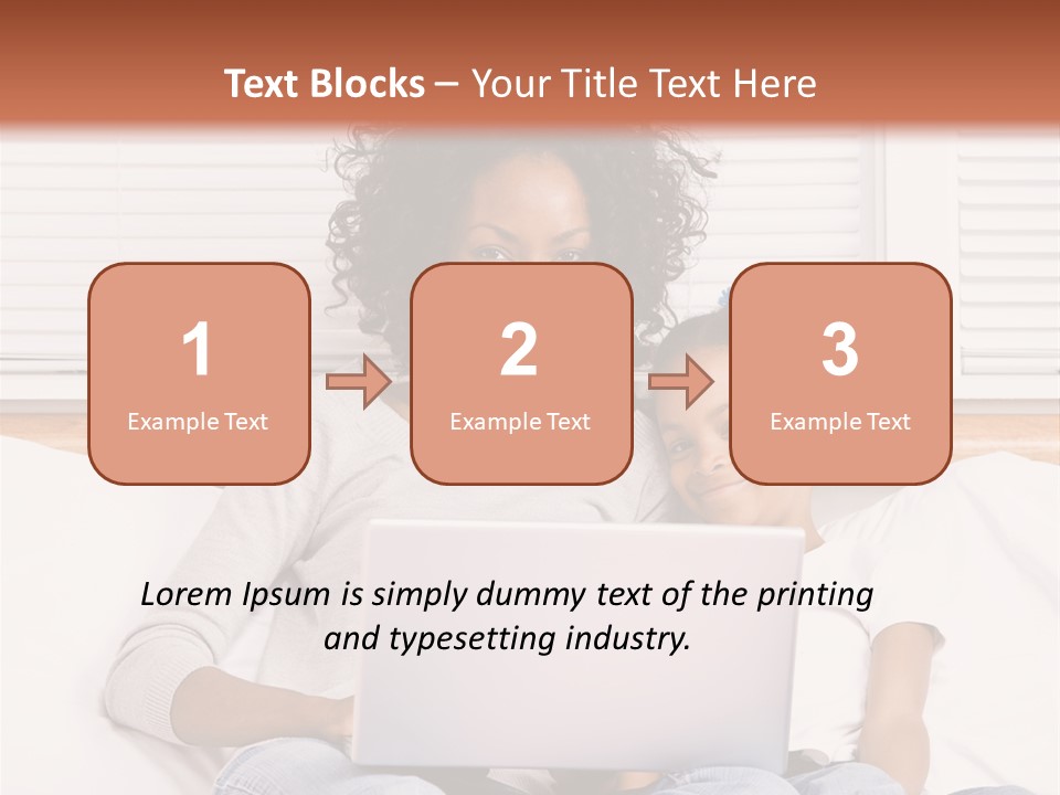 A Woman And Child Sitting On A Bed With A Laptop PowerPoint Template