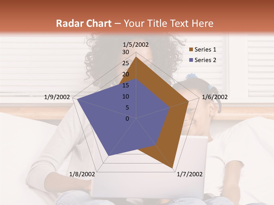 A Woman And Child Sitting On A Bed With A Laptop PowerPoint Template