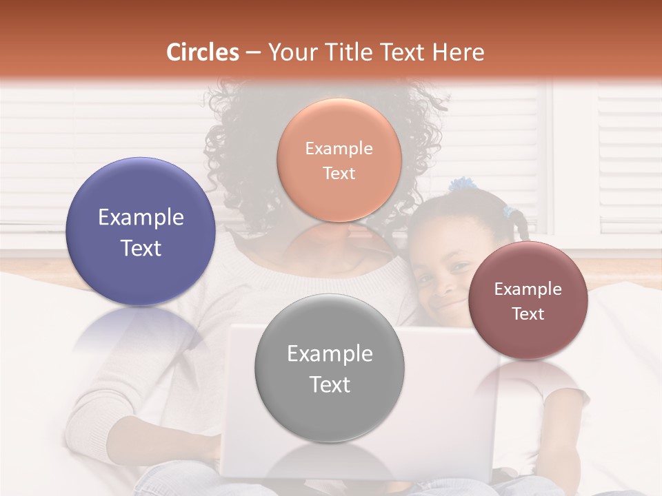 A Woman And Child Sitting On A Bed With A Laptop PowerPoint Template