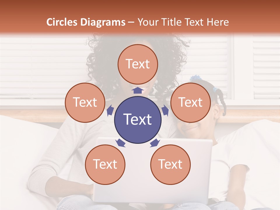 A Woman And Child Sitting On A Bed With A Laptop PowerPoint Template