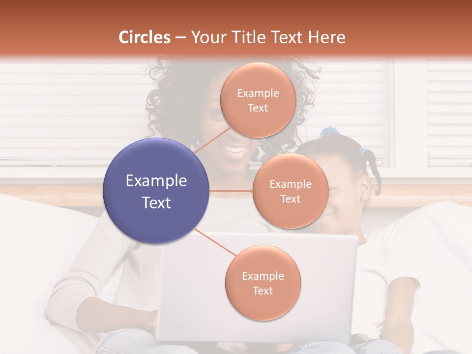 A Woman And Child Sitting On A Bed With A Laptop PowerPoint Template