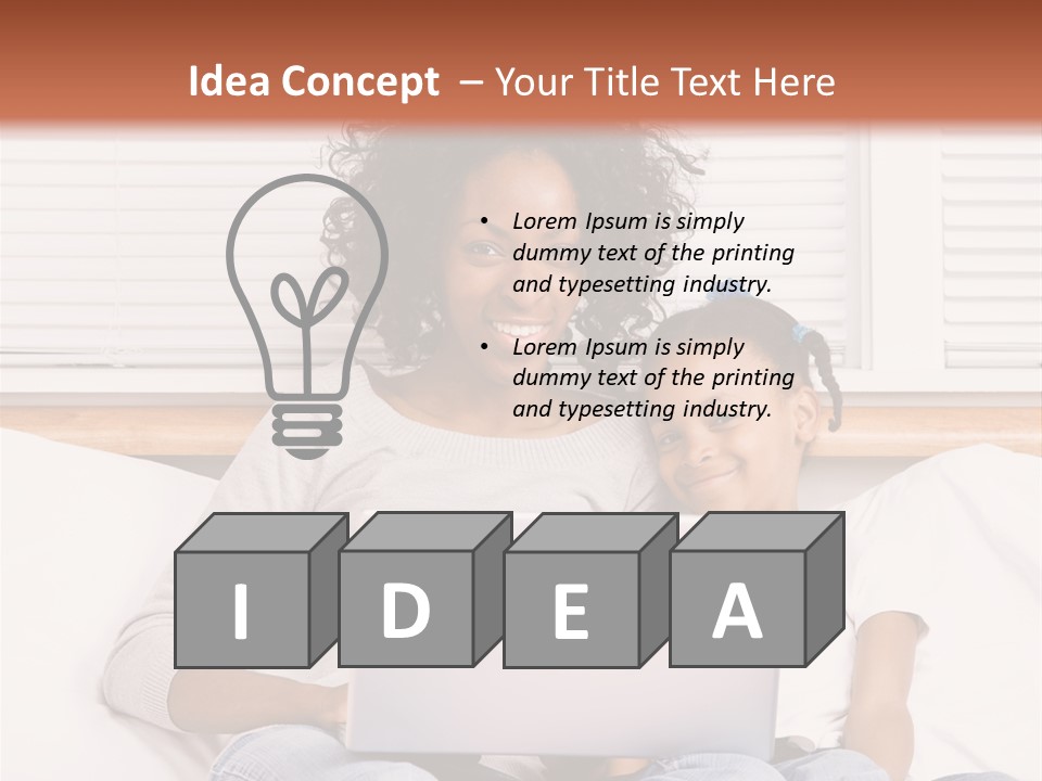 A Woman And Child Sitting On A Bed With A Laptop PowerPoint Template