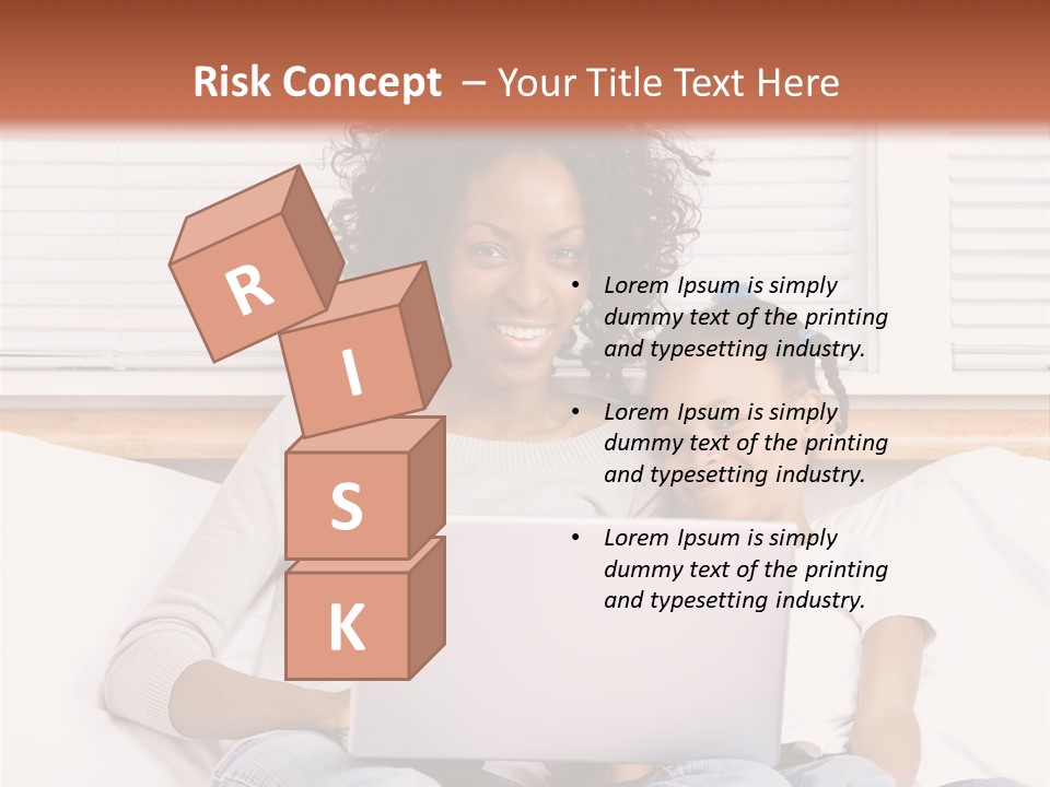 A Woman And Child Sitting On A Bed With A Laptop PowerPoint Template