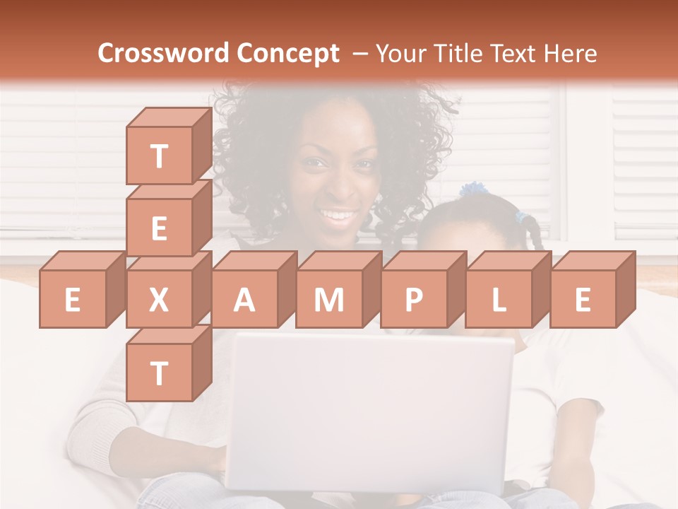 A Woman And Child Sitting On A Bed With A Laptop PowerPoint Template