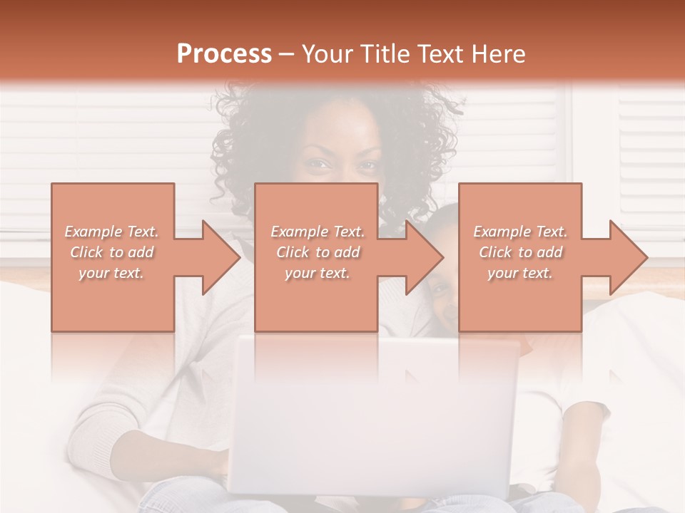 A Woman And Child Sitting On A Bed With A Laptop PowerPoint Template