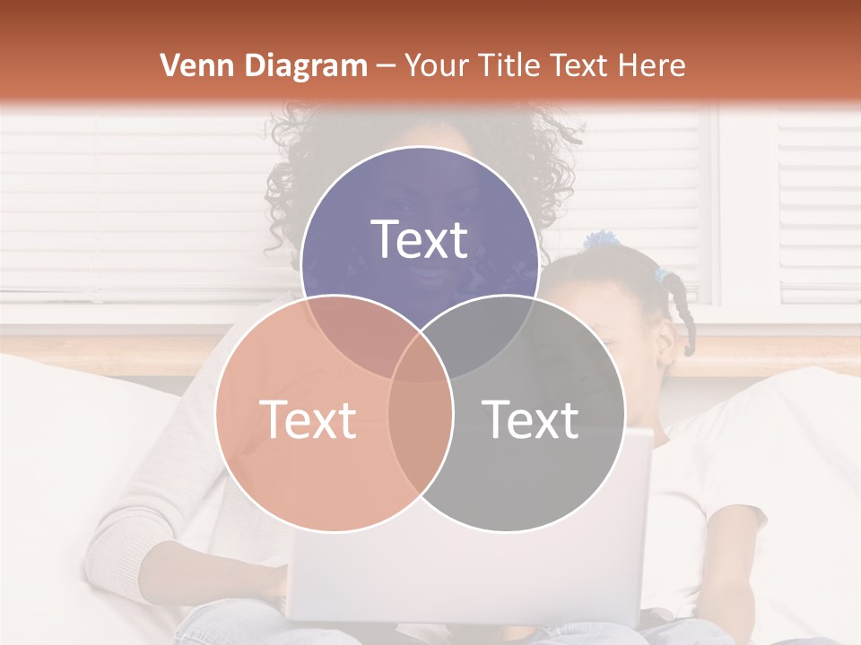 A Woman And Child Sitting On A Bed With A Laptop PowerPoint Template