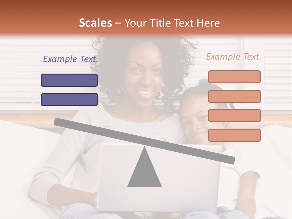 A Woman And Child Sitting On A Bed With A Laptop PowerPoint Template