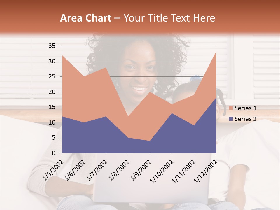 A Woman And Child Sitting On A Bed With A Laptop PowerPoint Template