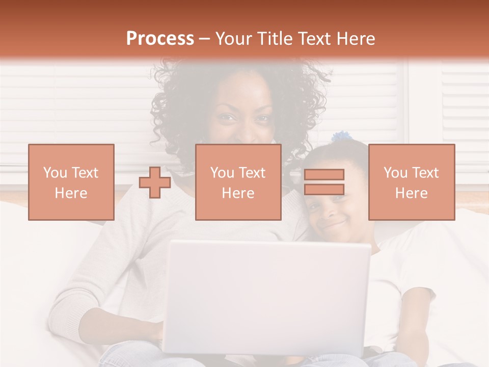 A Woman And Child Sitting On A Bed With A Laptop PowerPoint Template