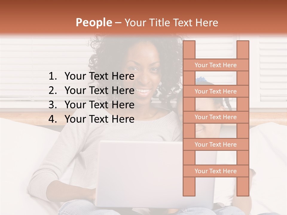 A Woman And Child Sitting On A Bed With A Laptop PowerPoint Template