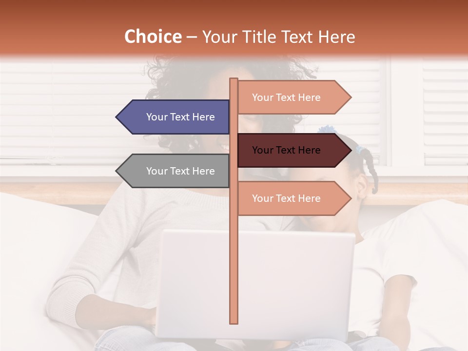 A Woman And Child Sitting On A Bed With A Laptop PowerPoint Template
