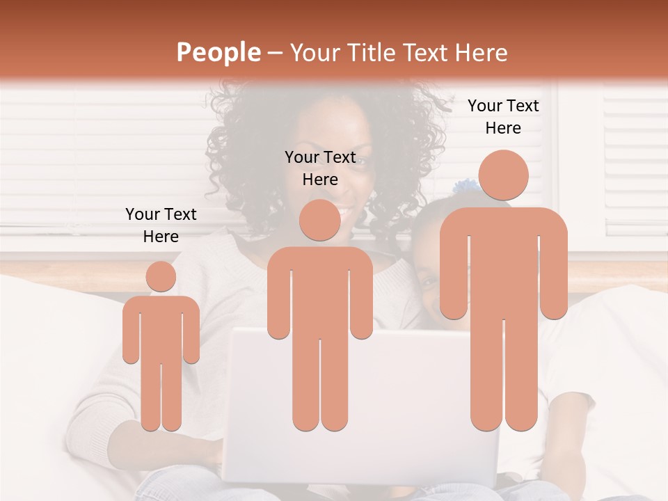 A Woman And Child Sitting On A Bed With A Laptop PowerPoint Template