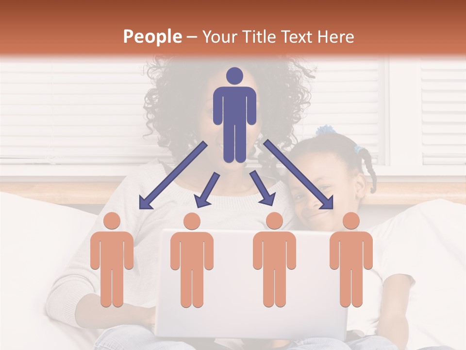 A Woman And Child Sitting On A Bed With A Laptop PowerPoint Template