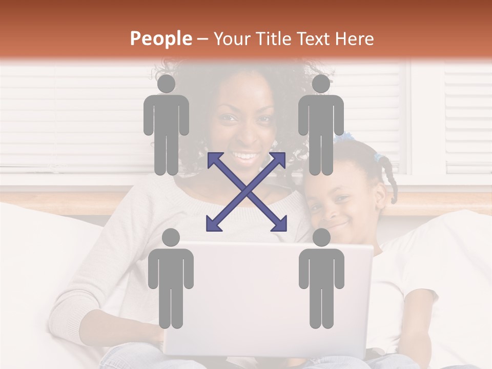 A Woman And Child Sitting On A Bed With A Laptop PowerPoint Template