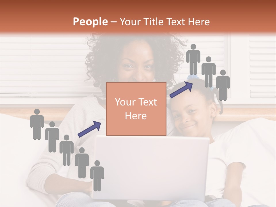 A Woman And Child Sitting On A Bed With A Laptop PowerPoint Template