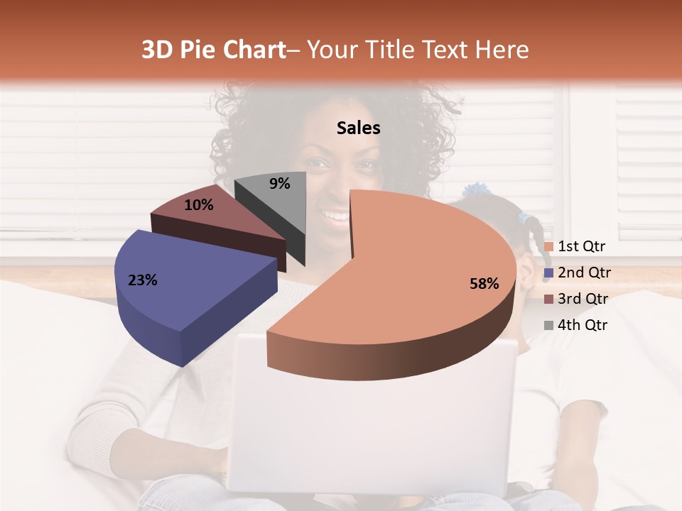 A Woman And Child Sitting On A Bed With A Laptop PowerPoint Template