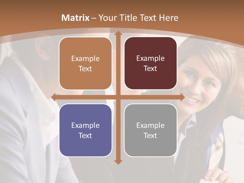 Confident Businesswoman Handing Co-Worker Business Card In Meeting PowerPoint Template