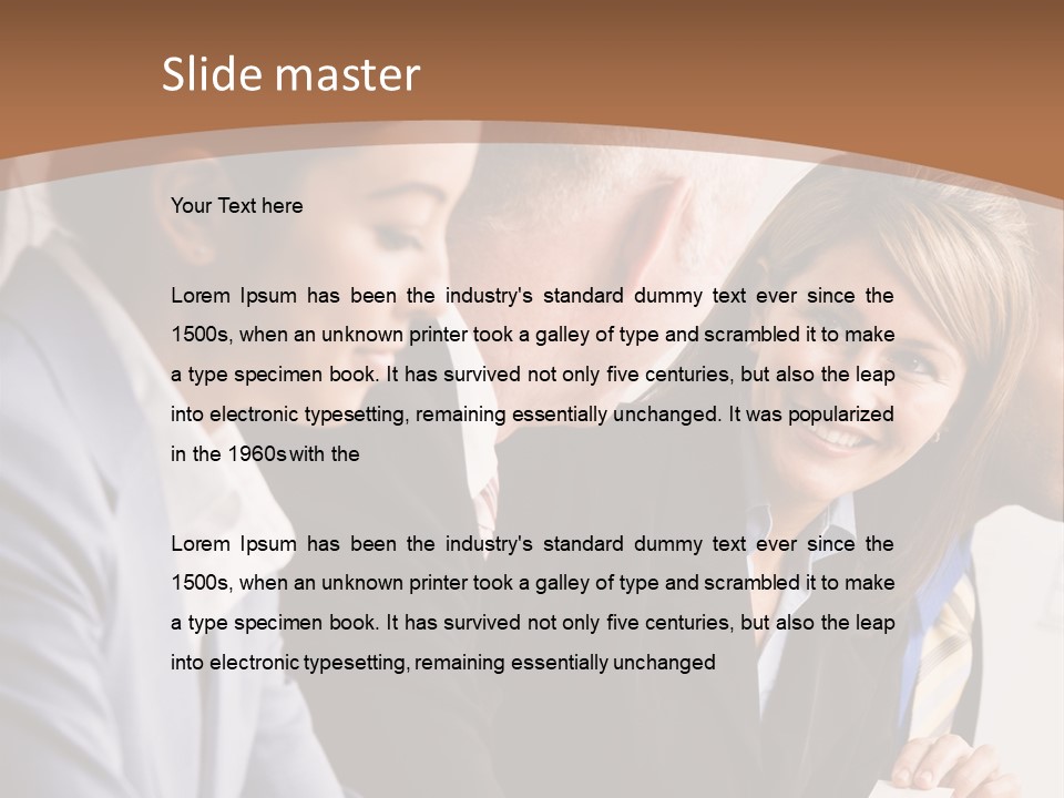 Confident Businesswoman Handing Co-Worker Business Card In Meeting PowerPoint Template