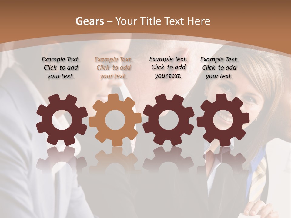 Confident Businesswoman Handing Co-Worker Business Card In Meeting PowerPoint Template