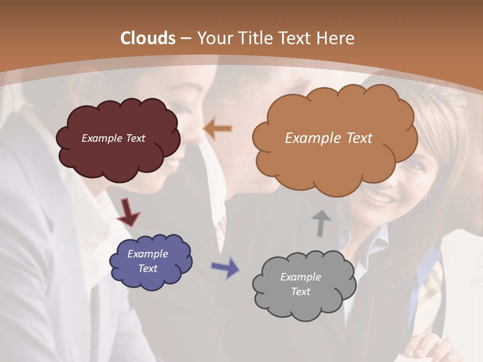 Confident Businesswoman Handing Co-Worker Business Card In Meeting PowerPoint Template