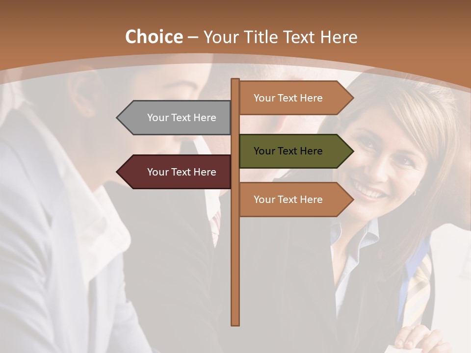 Confident Businesswoman Handing Co-Worker Business Card In Meeting PowerPoint Template