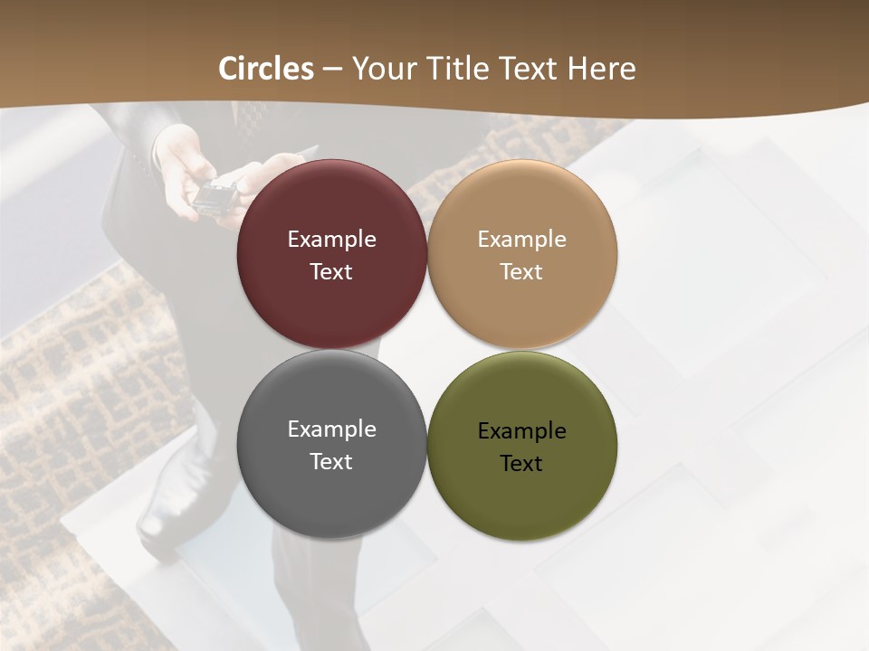 A Man In A Suit Is Looking Down At His Cell Phone PowerPoint Template